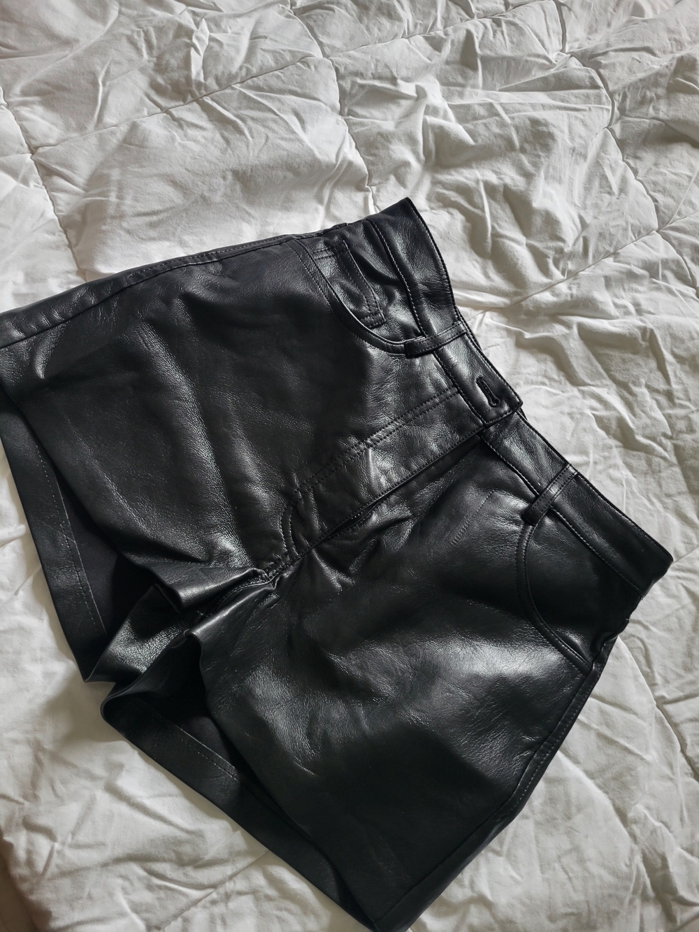 Wilfred Black High-Waist Faux Leather Shorts